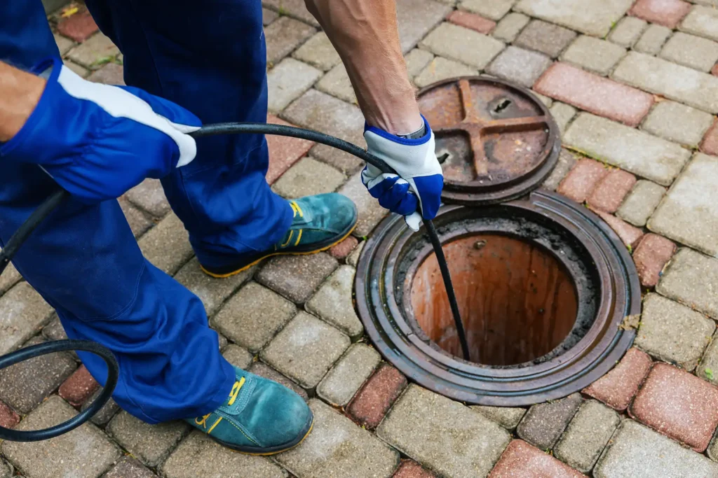 sewer cleaning in progress